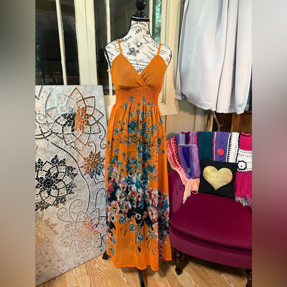 Floral Orange Maxi Dress